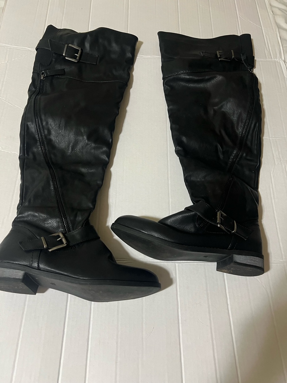 Restricted Black Over-the-Knee Buckle Riding Boots